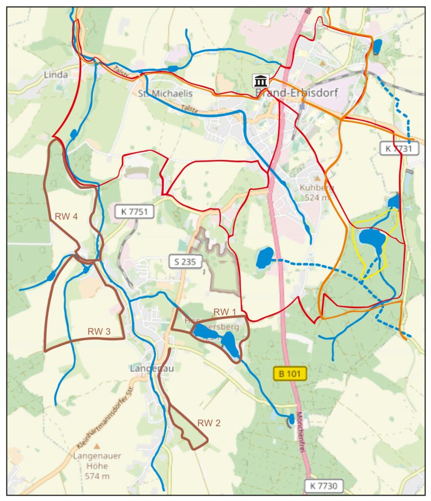 Karte der Radwege in und um Brand-Erbisdorf